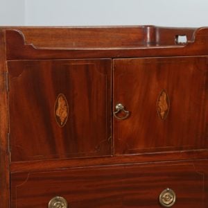 Antique Georgian Regency Mahogany Inlaid Bedside Cabinet / Commode (Circa 1820)