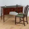 Antique Edwardian Ladies Inlaid Mahogany & Leather Bow Front Writing Table / Desk (Circa 1910)
