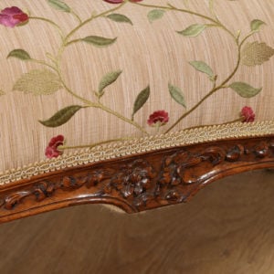 French Louis XVI Revival Walnut Silk Damask Upholstered Couch (Circa 1860)