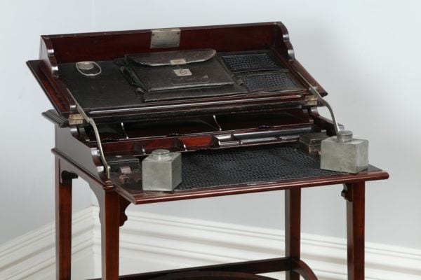 Antique Edwardian Art Nouveau Metamorphic Mahogany & Leather Writing Table (Circa 1900)