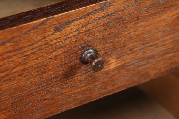 Antique French 5ft 2⅝” Oak & Leather Carved Partners Pedestal Desk (Circa 1850)