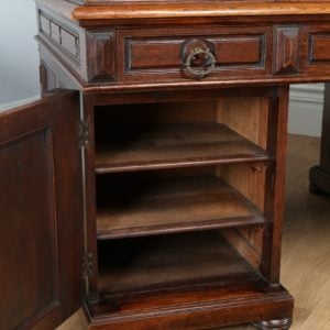 Antique French 5ft 2⅝” Oak & Leather Carved Partners Pedestal Desk (Circa 1850)