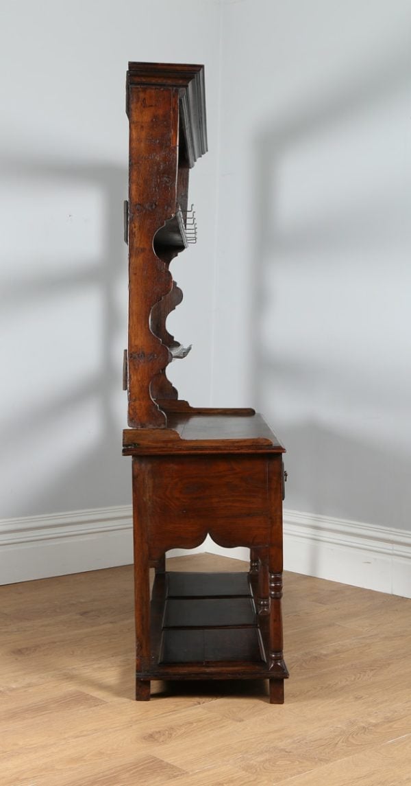 Antique Georgian Style Welsh Oak Joined High Potboard Dresser Base & Rack (Circa 1870)