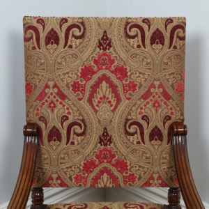 Antique Pair of Two French Walnut Fauteuil Upholstered Open Armchairs (Circa 1870)