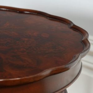 Antique Queen Anne Style Burr Walnut Round Coffee Table by Cameo (Circa 1960)