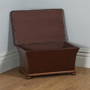 Antique Victorian Brown Leather Ottoman Box Stool (Circa 1870) - yolagray.com