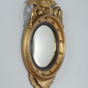 Antique Georgian Regency Carved Gilt Wood Convex Butlers Mirror (Circa 1820)