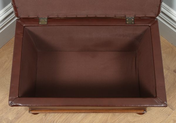Antique Victorian Brown Leather Ottoman Box Stool (Circa 1870) - yolagray.com