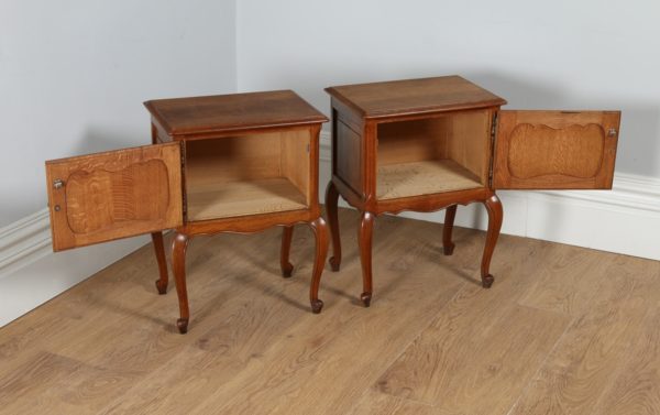 Pair of Antique French Louis XVI Revival Oak Bedside Cabinets (Circa 1920)