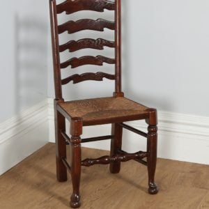 Antique Set of 6 Ash & Elm Ladder Back Country Farmhouse Dining Chairs (Circa 1920)