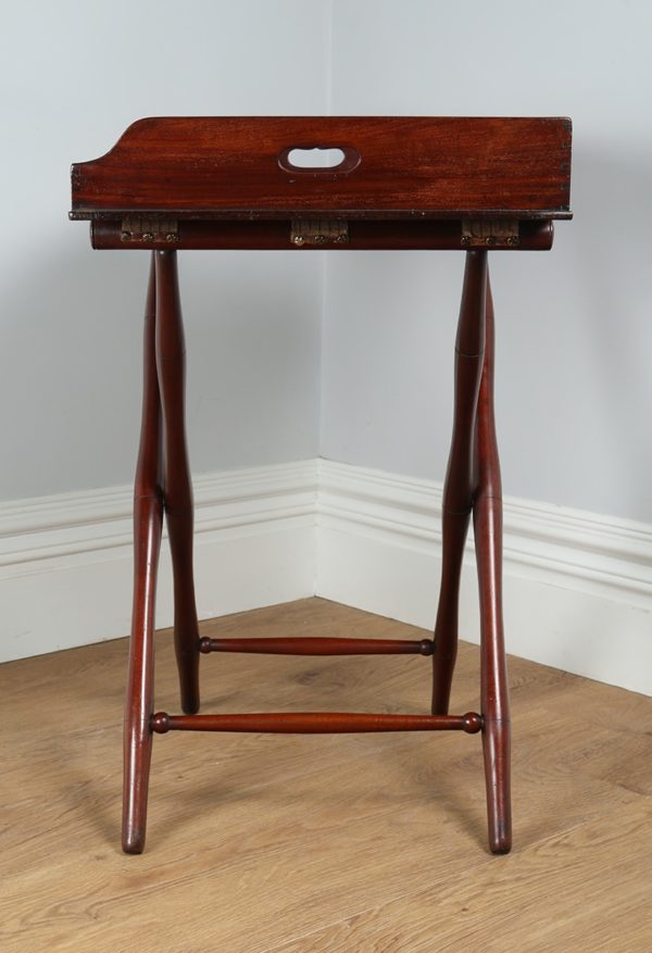 Antique Victorian Mahogany Butlers Drinks Tray Table & Stand (Circa 1850)