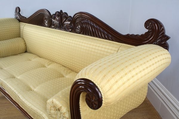 William IV Double Scroll End Upholstered Mahogany Couch (Circa 1830)