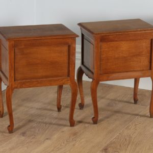 Pair of Antique French Louis XVI Revival Oak Bedside Cabinets (Circa 1920)