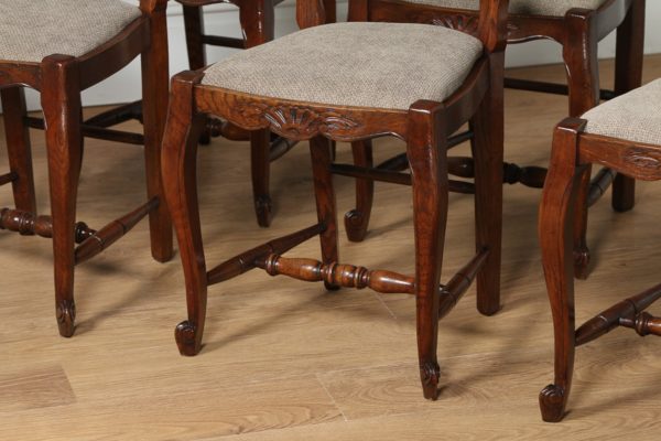 Antique Set of 8 French Louis Provincial Oak Ladder Back Dining Chairs (Circa 1910 - 1920)