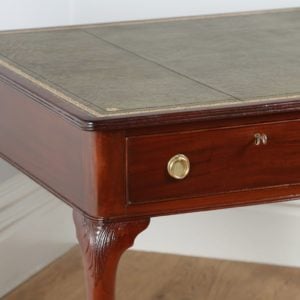 Antique Victorian 4ft Walnut & Leather Partners Library Table (Circa 1910)