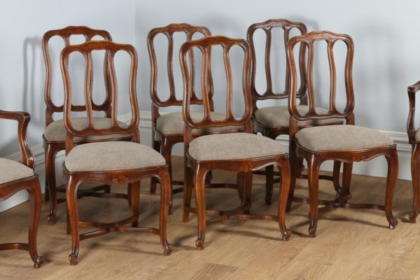 Antique Set of 8 French Louis Beech Provincial Dining Chairs (Circa 1900)