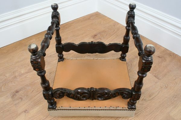 Antique French Carved Beech Tapestry Stool (Circa 1880)