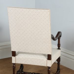 Antique Pair of French Walnut Fauteuil Upholstered Carved Armchairs (Circa 1870)