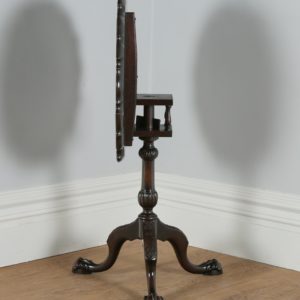 Antique Georgian Chippendale Style English Mahogany Tilt Top Tripod Table (Circa 1910)