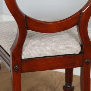 Antique Victorian Set of 12 Mahogany Balloon Back Upholstered Dining Chairs (Circa 1860)