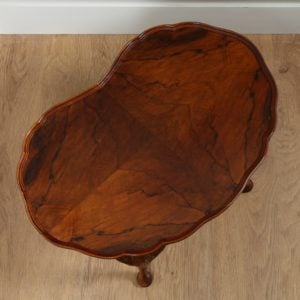 Antique Queen Anne Style Figured Walnut Kidney Shaped Coffee Table (Circa 1920)