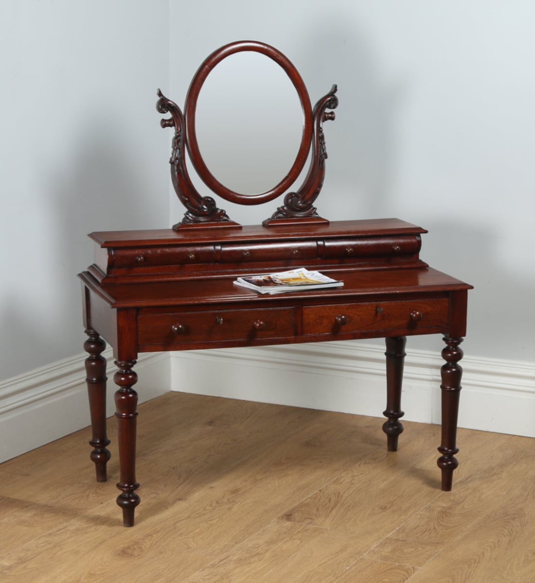 Antique Victorian Anglo Indian Colonial Teak Dressing Table With Mirror (Circa 1860)