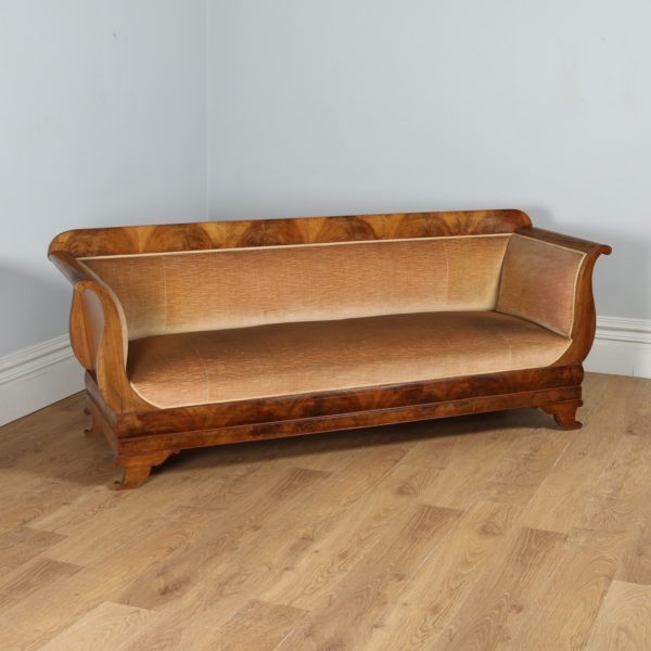 Antique German Biedermeier Flame Mahogany Couch (Circa 1840)