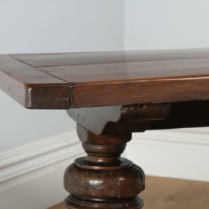Antique English Jacobean Style Two Plank Oak Kitchen Refectory Trestle Table (Circa 1890)