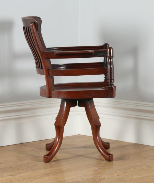 Antique Victorian Mahogany Revolving Captain's Desk Chair (Circa 1890)