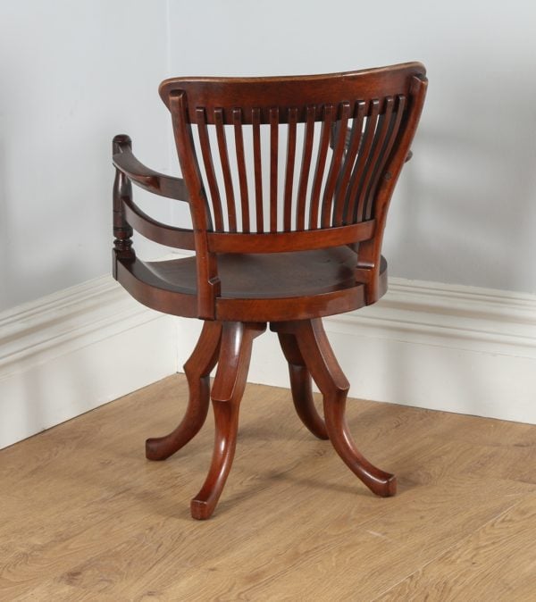 Antique Victorian Mahogany Revolving Captain's Desk Chair (Circa 1890)