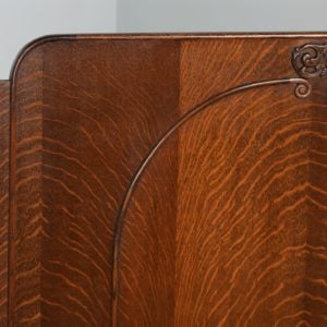 Antique English Art Deco Oak 4ft 6” Double Size Bed (Circa 1935) - yolagray.com