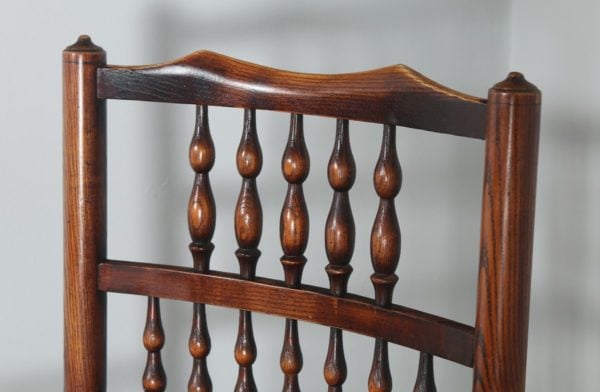 Set of 8 Ash & Elm Spindle Back Country Farmhouse Kitchen Dining Chairs (Circa 1970) - yolagray.com
