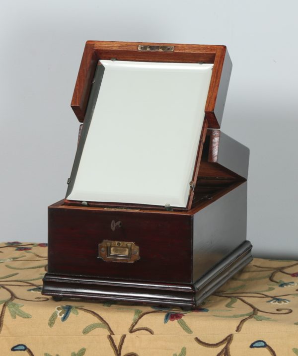 Antique Victorian Colonial Anglo Indian Teak Vanity / Jewellery Makeup Box (Circa 1870) - yolagray.com