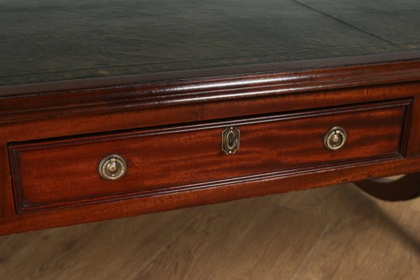 Antique Regency Style 5ft 9⅝” Mahogany & Leather Partners Library Table (Circa 1890) - yolagray.com