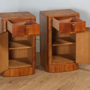 Antique Pair of Art Deco Figured Walnut Bedsides / Cabinets (Circa 1930) - yolagray.com