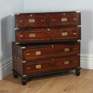 Colonial Style Anglo Indian Rosewood & Brass Military Officer’s Campaign Chest of Drawers (Circa 1970) - yolagray.com
