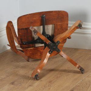 Antique Edwardian Oak & Leather Revolving Office Armchair - yolagray.com