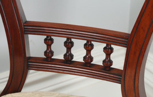 Antique Victorian Set of 10 Mahogany Upholstered Dining Chairs by J.B.C.W. (Circa 1890) - yolagray.com