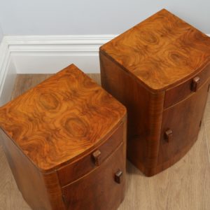 Antique Pair of Art Deco Figured Walnut Bedsides / Cabinets (Circa 1930) - yolagray.com