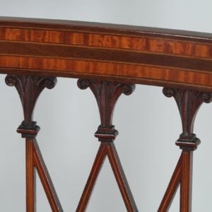 Antique Pair of English Edwardian Neoclassical Inlaid Mahogany Salon Armchairs (Circa 1900) - yolagray.com