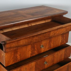 Antique French Louis Philippe Flame Mahogany & Walnut Chest of Drawers (Circa 1850) - yolagray.com
