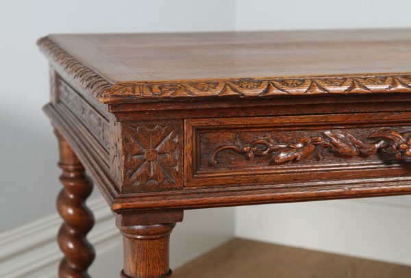 Antique French Provincial Carved Oak Desk Table (Circa 1870) - yolagray.com