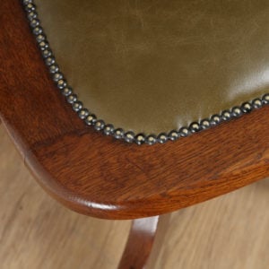 Antique Edwardian Oak & Green Leather Revolving Office Desk Armchair (Circa 1910) - yolagray.com