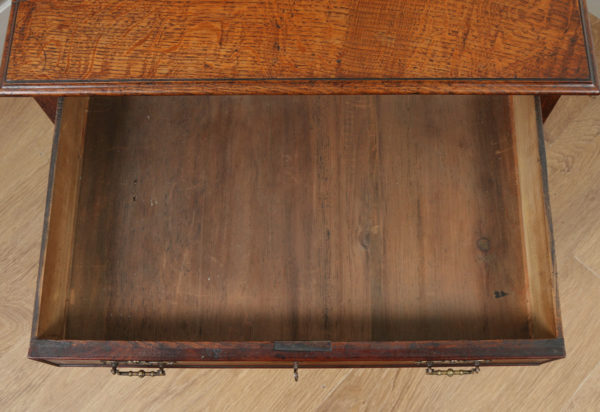 Antique English George IV Country Oak & Ebony Side Table (Circa 1820) - yolagray.com
