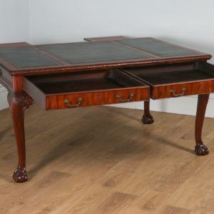 Antique English Georgian Chippendale Style 5ft Mahogany & Leather Library Table (Circa 1880) - yolagray.com