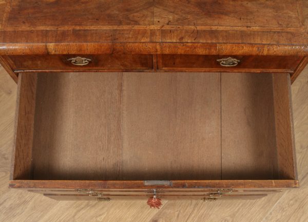 Antique English Queen Anne / Georgian Figured Walnut Two Piece Chest of Drawers (Circa 1710) - yolagray.com