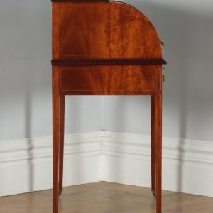 Antique English Edwardian Ladies Mahogany & Leather Cylinder Office Roll Top Writing Table / Desk (Circa 1900) - yolagray.com