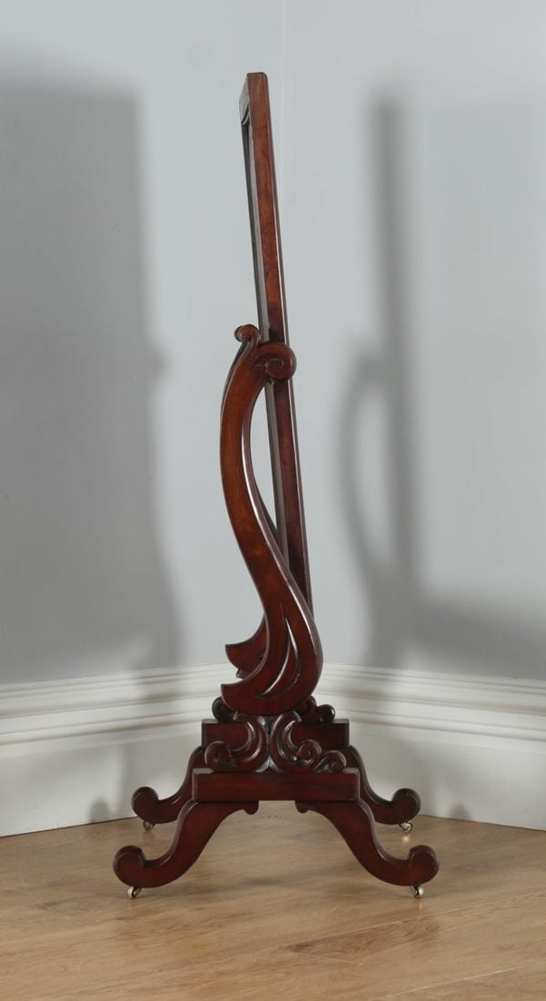Antique English Victorian Mahogany Floor Standing Rectangular Cheval / Dressing Mirror (Circa 1860)- yolagray.com