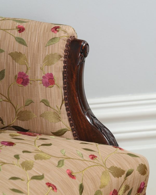 Antique English Edwardian Art Nouveau Carved Mahogany Couch (Circa 1900) - yolagray.com
