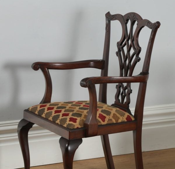Antique Set of 8 English Georgian Chippendale Style Mahogany Dining Chairs By Waring and Gillows (Circa 1910)- yolagray.com